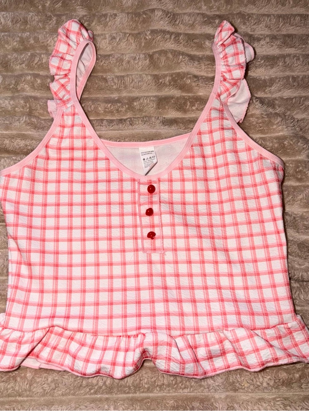 Plaid Ruffle Two-Piece Sleep Set - Picture 4 of 7
